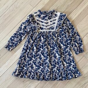 Elegant Navy and cream Floral Kids Dress